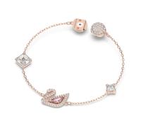 Swarovski Dazzling Swan Braccialetto Magnetico Placcato in Tonalità Oro Rosa, Cristalli Bianchi e Cigno in Cristallo Rosa, Taglia S, Rosa