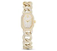 Swarovski Dextera 5668854 - Orologio a catena svizzero, con cinturino in cristallo, tonalità oro, finitura dorata, oro