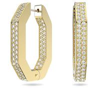 Swarovski Dextera Orecchini a Cerchio, con Pavé di Cristalli Swarovski, Placcati in Tonalità Oro, Taglia M, Bianco