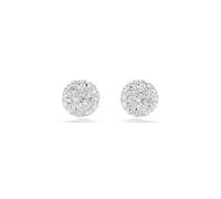 Swarovski Dextera - Orecchini a perno placcati al rodio, a forma di sfera, taglio rotondo, colore: Bianco, 0.6 cm x 0.6 cm, Cristallo, Cristalli