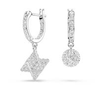 Swarovski Dextera - Orecchini pendenti placcati al rodio, design asimmetrico, a forma di stella e sfera, taglio rotondo, colore: bianco, 2.6 cm x 0.9 cm, Cristallo, Cristalli