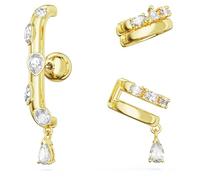 Swarovski Dextera Set Orecchino Ear Cuff, con Zirconia Swarovski, Set con 3 Pezzi, Placcatura in Tonalità Oro, Bianco