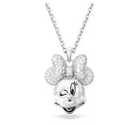 Swarovski Disney 100 Collana Pendente Minnie Mouse, con Cristalli Swarovski, Chiusura a Moschettone, Placcatura in Tonalità Rodio, Bianco