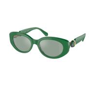 Swarovski Donna SK6002 10079C Occhiali da sole Acetato Verde Azzurro Rotonda Normale Specchiato