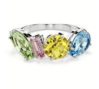 Swarovski Gema - Anello da cocktail da donna, placcato al rodio, taglio misto, misura 60, multicolore, Cristallo, Cristallo