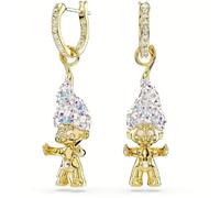 Swarovski Good Luck Trolls - Orecchini pendenti da donna, placcati oro, con cristalli, colore: bianco, 2.85 cm x 0.95 cm, Cristallo, Cristallo