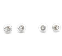 Swarovski Harley Stud taglio rotondo, bianco, placcato rodio Orecchini, Set di 2, cristallo