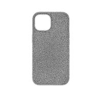 Swarovski High Custodia per Smartphone, con Superficie Ricoperta di Cristalli Swarovski, Compatibile con iPhone 15, Tono Argentato