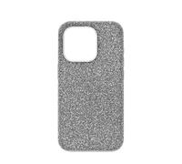 Swarovski High Custodia per Smartphone, con Superficie Ricoperta di Cristalli Swarovski, Compatibile con iPhone 15 Pro, Tono Argentato