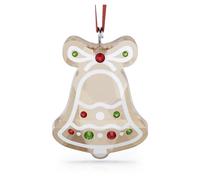 Swarovski Holiday Cheers Gingerbread Bell Ornament, Gold-Tone Faceted Crystal With Red And Green Flatback Crystals, Part Of The Swarovski Holiday Cheers Collection