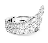 Swarovski Hyperbola Anello Cocktail, con Zirconia Swarovski a Zero Emissioni di Carbonio a Taglio Misto, Placcato Color Rodio, Taglia 52, Bianco
