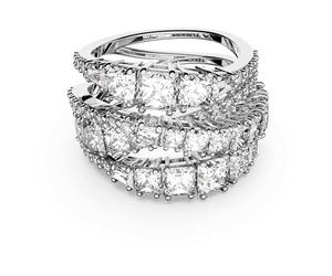 Swarovski Hyperbola bague, tailles mixtes, blanc, plaqué rhodium