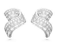 Swarovski Hyperbola Orecchini a Lobo, con Zirconia Swarovski a Zero Emissioni di Carbonio a Taglio Misto, Placcatura in Tonalità Rodio, Bianco