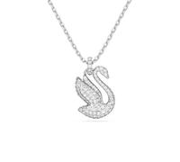 Swarovski Iconic Swan bangle, Swan, White, Rhodium plated