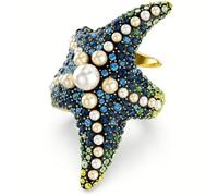 Swarovski Idyllia - Anello da donna, placcato oro, con perle di cristallo e stella marina, misura 50, multicolore