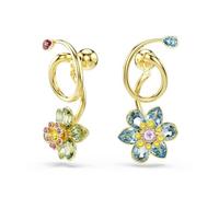 Swarovski Orecchini pendenti Idyllia, design asimmetrico, tagli misti, fiore, multicolore, placcato color oro