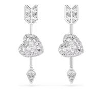 Swarovski Orecchini pendenti Idyllia, Taglio misto, Cuore con freccia, Bianchi, Placcato rodio