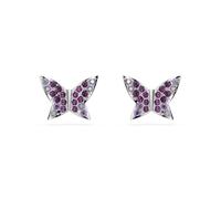 Swarovski Idyllia Orecchini A Bottone, Taglio Rotondo, Farfalla, Viola, Placcato Rodio