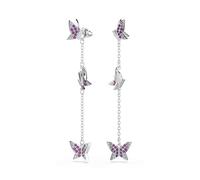 Swarovski Idyllia Orecchini, Taglio Rotondo, Farfalla, Viola, Placcato Rodio