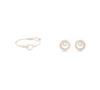 Swarovski Infinity Bracciale Rigido, Placcato in Tonalità Oro Rosa Lucido con Delicati Zirconi & Orecchini a lobo Creativity, Circolare, Bianco, Placcato color oro Rosa