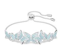 Swarovski Lilia Braccialetto con Motivo a Farfalla, Pavé di Cristalli BluSwarovski , Placcato in Tonalità Rodio, Azzurro