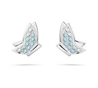 Swarovski Lilia Orecchini a Lobo con Motivo a Farfalla, Pavé di Cristalli BluSwarovski , Placcati in Tonalità Rodio, Azzurro