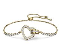 Swarovski Lovely Bracciale in Cristalli Swarovski, Placcato in Tonalità Oro, con Chiusura Regolabile e Motivo a Forma di Cuore, Taglia M, Bianco