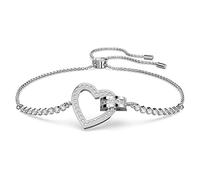 Swarovski Lovely Bracciale in Cristalli Swarovski, Placcato in Tonalità Rodio, con Chiusura Regolabile e Motivo a Forma di Cuore, Taglia M, Bianco