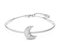 Swarovski Luna Bracciale Rigido, con Cristalli Swarovski, Chiusura a Moschettone, Placcato in Tonalità Rodio, Bianco
