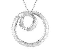 Swarovski Matrix - Collana con ciondolo da donna, con zirconia cubica bianca, taglio baguette, placcato al rodio, design a nastro vorticoso, catena lunga