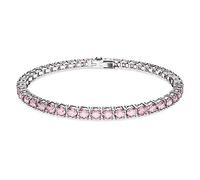 Swarovski Matrix Braccialetto Tennis, con Zirconia Swarovski a Taglio Tondo, Placcato in Tonalità Rodio, Taglia S, Rosa