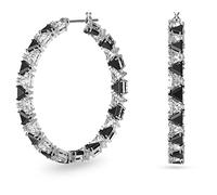 Swarovski Orecchini a cerchio Ortyx, ZirconiSwarovski taglio triangolo, Nero, Placcato rodio