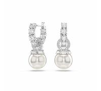 Swarovski Orecchini pendenti Matrix, perla di cristallo, taglio rotondo, bianco, placcato rodio