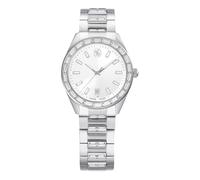 Swarovski Matrix Orologio Con Data, Swiss Made, Bracciale In Metallo, Tono Argento, Acciaio Inossidabile