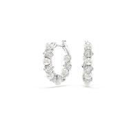 Swarovski Matrix - Set di gioielli da tennis, orecchini con cristalli trasparenti taglio rotondo con perle, finitura in rodio