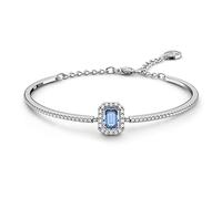 Swarovski Millenia Bracciale Rigido, Placcato in Tonalità Rodio con Cristalli Bianchi e Cristallo Azzurro Ottagonale, Collezione II, Azzurro
