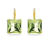SWAROVSKI, Orecchini pendenti Millenia, taglio quadrato, cristallo verde, finitura color oro