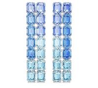 Swarovski Millenia Orecchini a clip lunghi placcati al rodio, taglio ottagonale, sfumati, blu, 7.2 cm x 1.7 cm, Cristallo, Cristalli