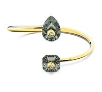Swarovski Numina Bracciale Rigido Aperto, Placcato in Tonalità Oro con Cristalli con Taglio Imperiale e a Goccia, Taglia S, Grigio