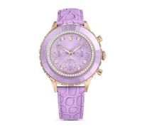 Swarovski Orologio Octea Chrono, Swiss Made, cinturino in pelle, viola, finitura color oro rosa
