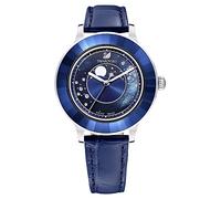 Swarovski Octea Lux Orologio, con Fasi Lunari in CristalliSwarovski e Cinturino in Pelle, Montatura in Acciaio Inox, Meccanismo al Quarzo, Blu