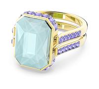Swarovski Orbita Anello, con Zirconia Swarovski, Pietra Centrale Reversibile a Taglio Ottagonale, Placcato in Tonalità Oro, Taglia 60, Multicolore