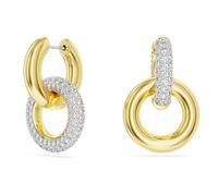 Swarovski Dextera Orecchini a Cerchio, Anelli Concatenati con Pavé di Cristalli Swarovski, Design Asimmetrico, Placcatura in Tonalità Oro, Bianco