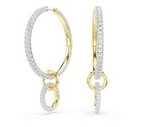 Swarovski Orecchini a cerchio Dextera, Taglio Round, Bianchi, Placcato color oro