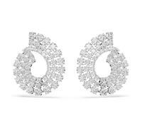 Swarovski Orecchini a cerchio Matrix, Taglie rotonde combinate, Bianco, Bagno rodio, One Size, Cristallo, Zirconia cubica