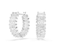 Swarovski Orecchini a cerchio a matrice, bianco, rhodium placcato
