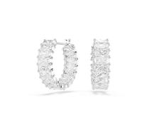 Swarovski Orecchini a cerchio Matrix, Taglio baguette, Bianco, Finitura Rodio
