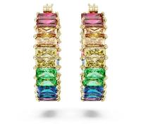 Swarovski Orecchini a cerchio Matrix, Taglio baguette, Multicolore, Placcato color oro