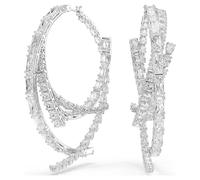 Swarovski Orecchini a cerchio Matrix, Taglio misto, Bianchi, Placcato rodio