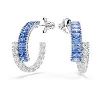 Swarovski Orecchini a cerchio Matrix, Taglio misto, Blu, Finitura Rodio